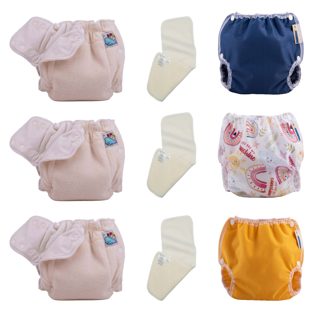 3 Sandy's Dry Diapers, 3 Absorbent Liners, 3 Air Flow covers